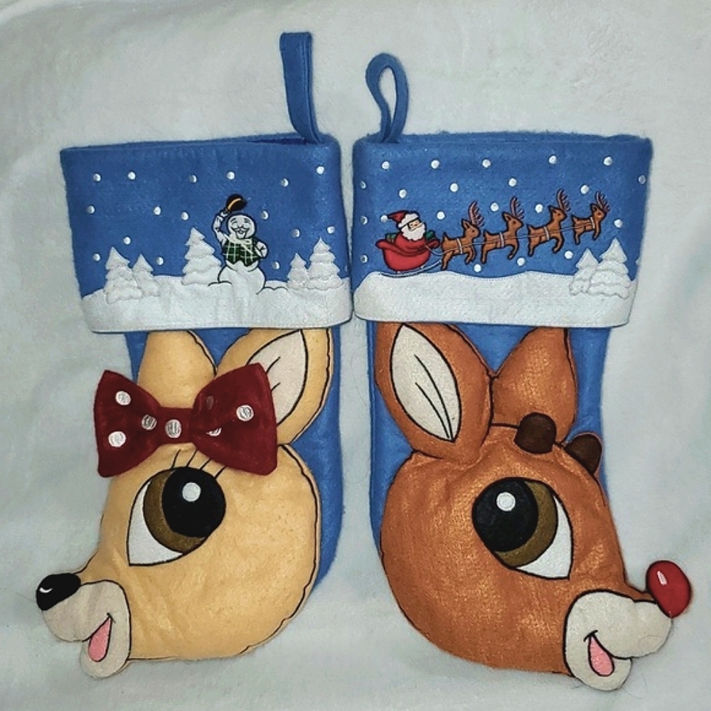Rudolph the Red Nose Reindeer and Clara 3D Plush Felt Christmas Stockings - Picture 8 of 8